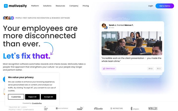 Screenshot of motivosity.com
