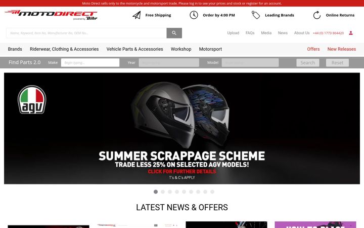Screenshot of moto-direct.com