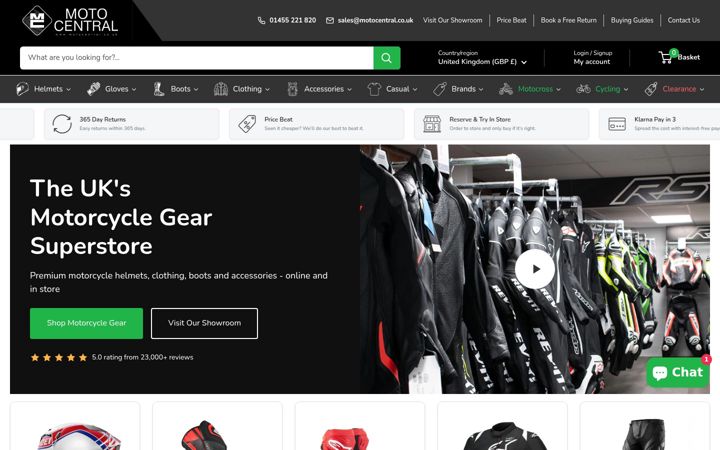 Screenshot of motocentral.co.uk