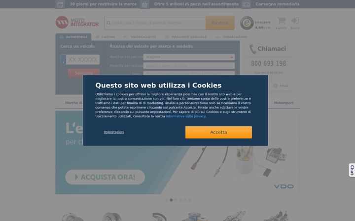 Captură de ecran a motointegrator.it
