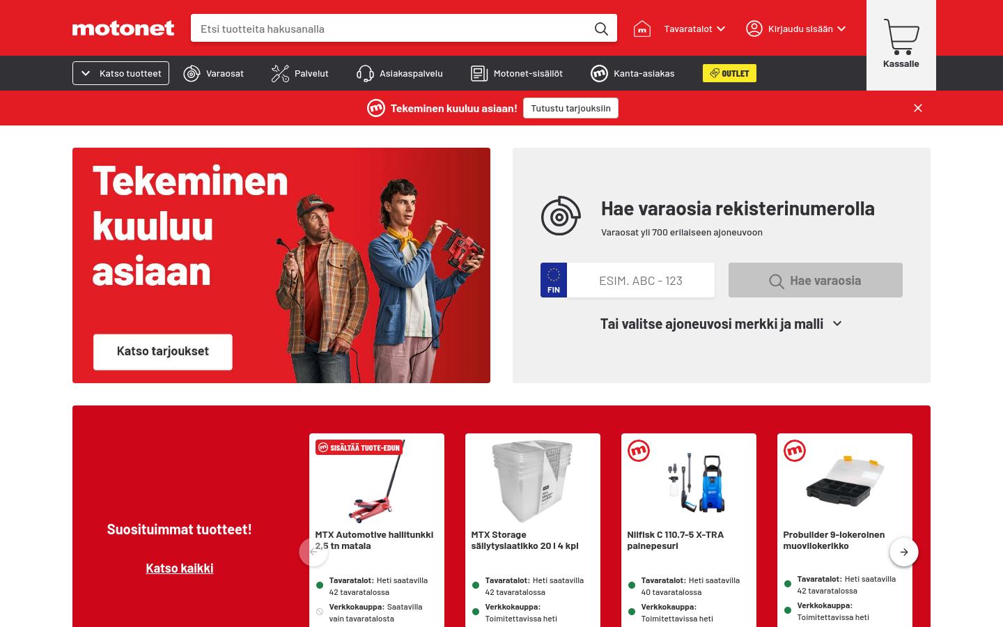 Screenshot of motonet.fi