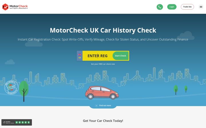 Screenshot of motorcheck.co.uk