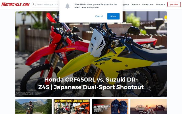 Posnetek zaslona motorcycle.com