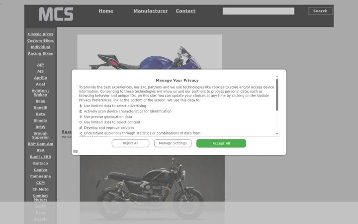 Screenshot of motorcyclespecs.co.za