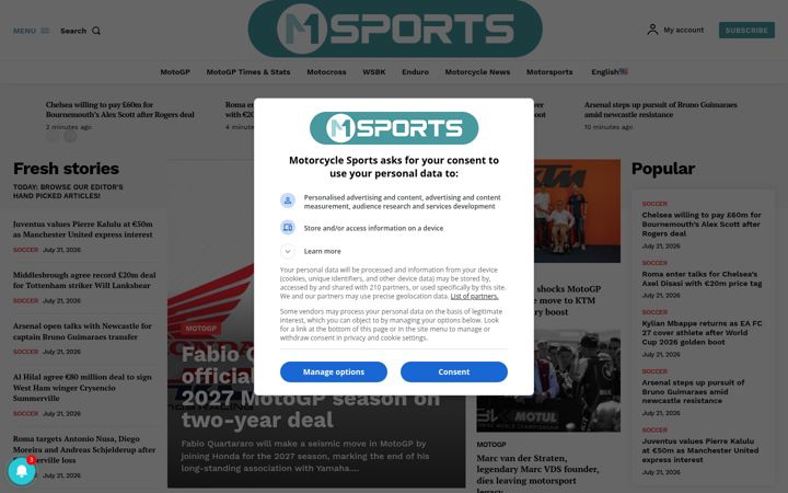Screenshot of motorcyclesports.net