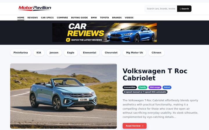 Screenshot of motorpavilion.com