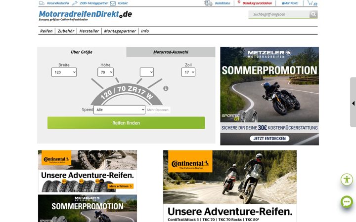 Screenshot of motorradreifendirekt.de