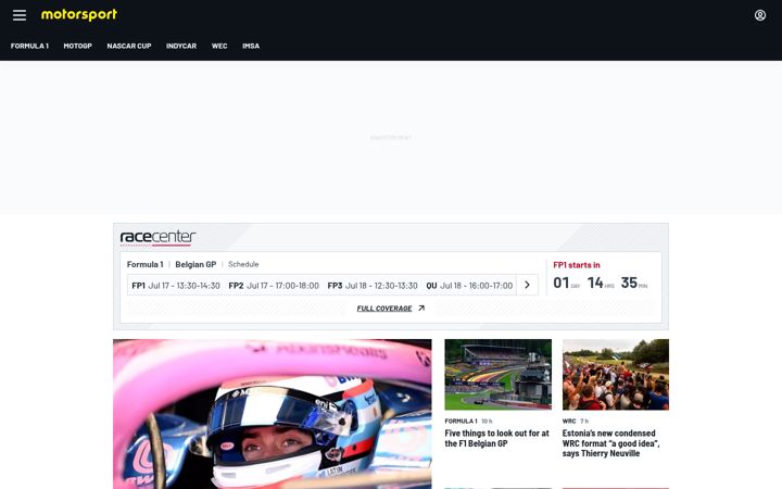 Kuvakaappaus sivustosta motorsport.com