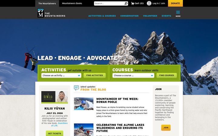 Screenshot of mountaineers.org