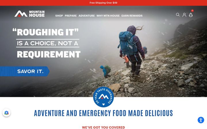 Captură de ecran a mountainhouse.com