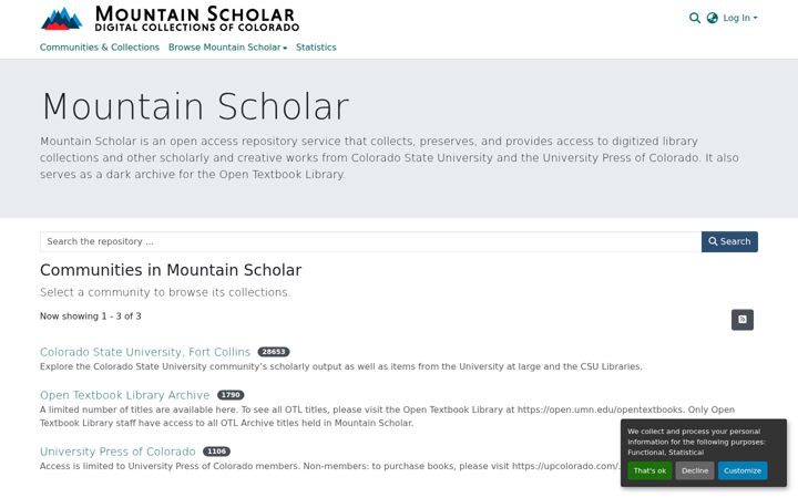 Screenshot of mountainscholar.org