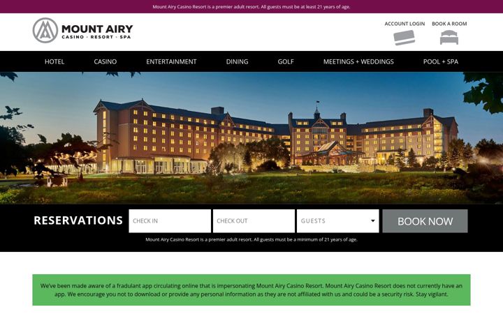 Screenshot of mountairycasino.com