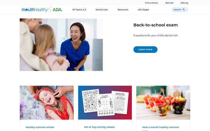 Screenshot ta' mouthhealthy.org