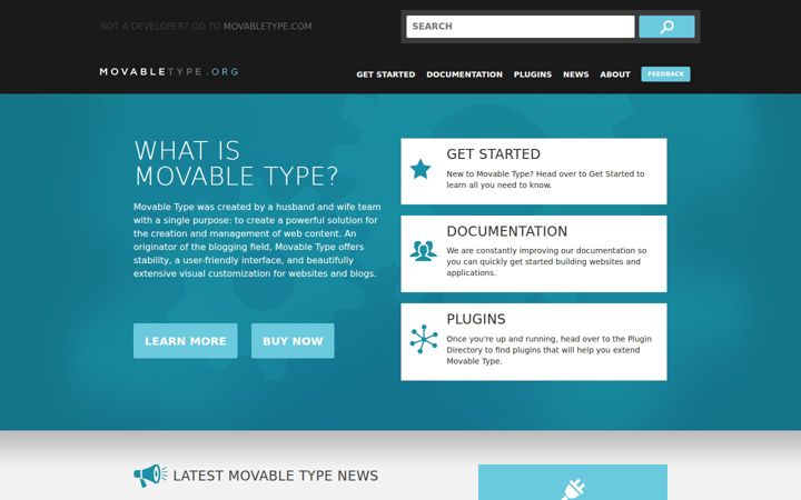 Skärmbild av movabletype.org