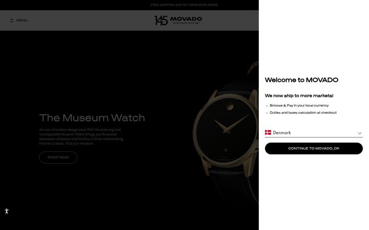 Screenshot of movado.com