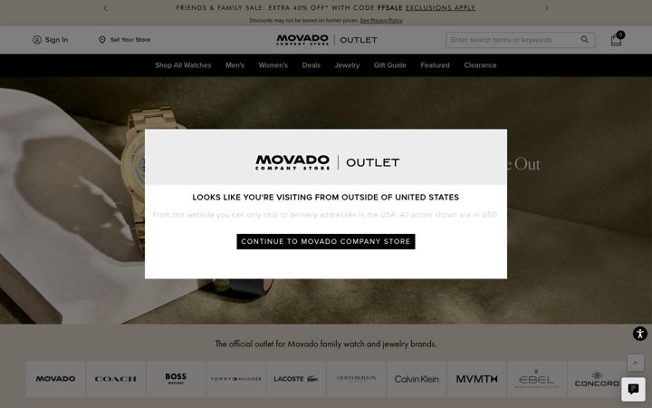 Screenshot of movadocompanystore.com