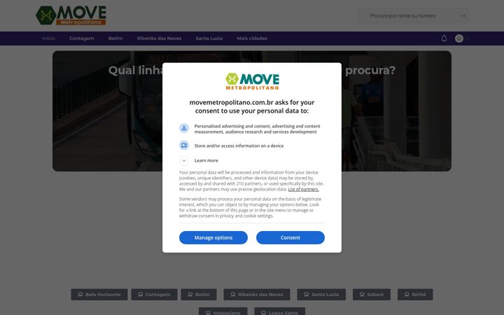 Screenshot von movemetropolitano.com.br