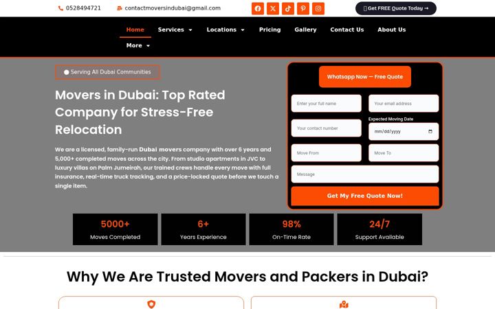 Screenshot von moversindubai.net