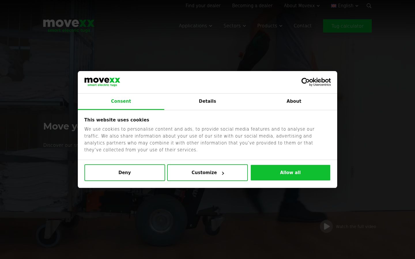 Screenshot del banner di consenso mostrato prima di qualsiasi interazione