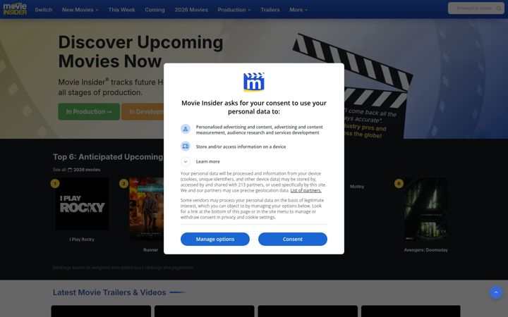 Skärmbild av movieinsider.com