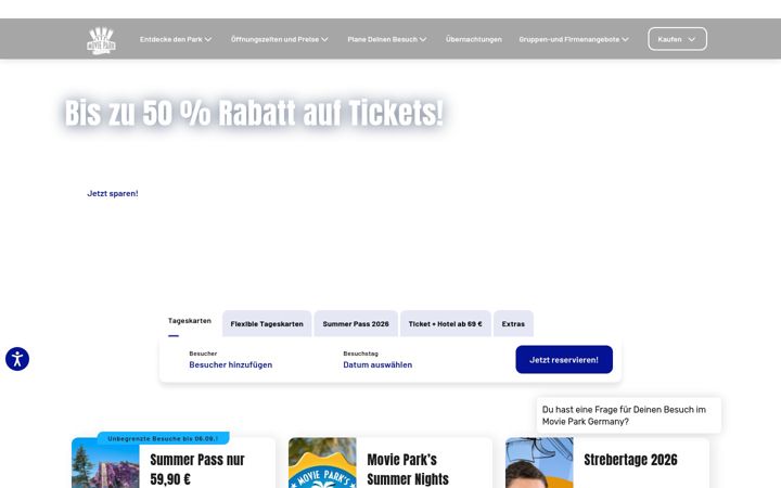 Screenshot of movieparkgermany.de