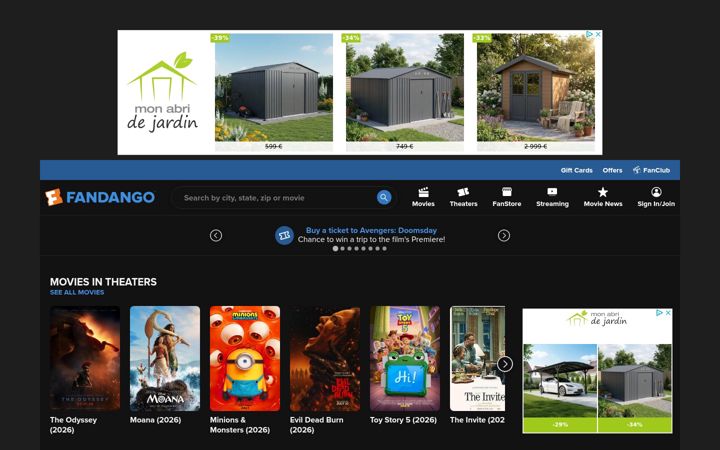 Screenshot του movietickets.com