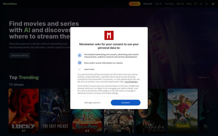 Screenshot of moviewiser.com