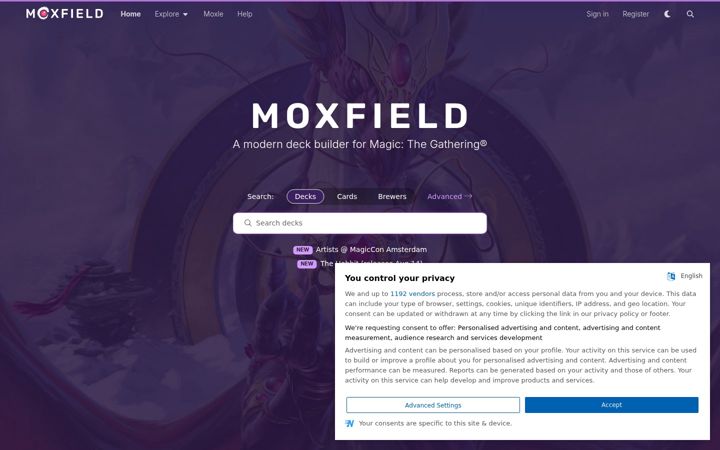Екранна снимка на moxfield.com