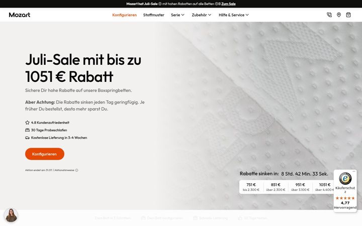 Screenshot of mozart-bett.de
