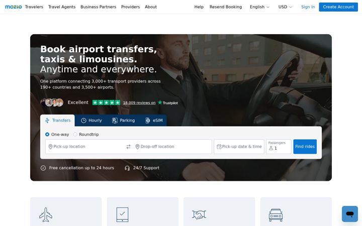 Screenshot of mozio.com