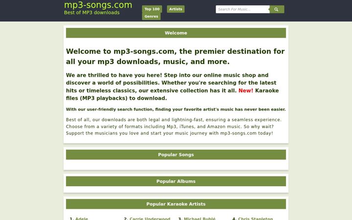 Captura de pantalla de mp3-songs.com