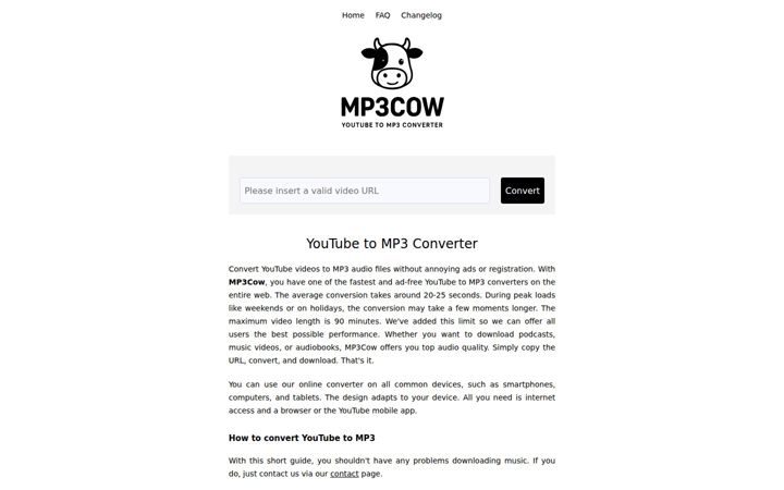 Screenshot of mp3cow.com
