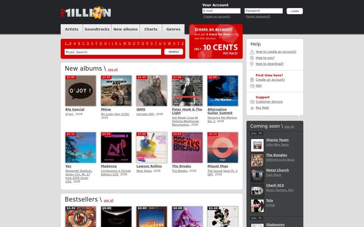 Screenshot of mp3million.com