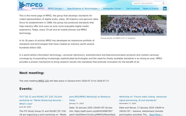 Screenshot of mpeg.org