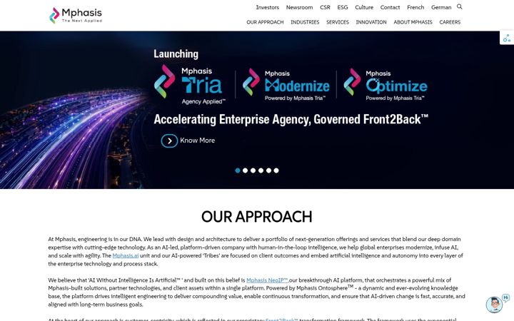 Screenshot of mphasis.com