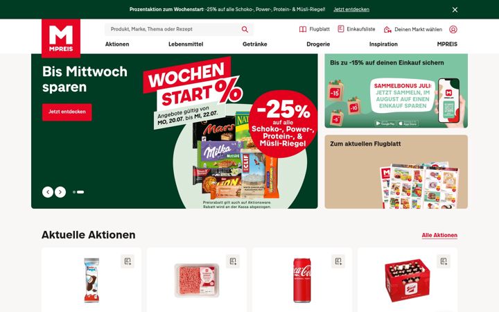Screenshot of mpreis.at