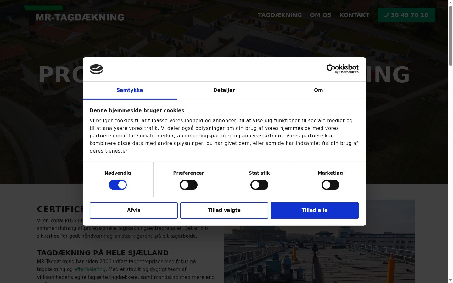 Screenshot van de toestemmingsbanner zoals getoond vóór enige interactie