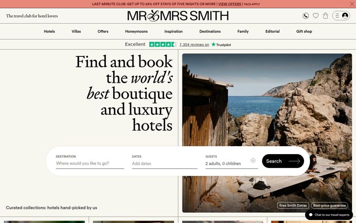 Screenshot of mrandmrssmith.com