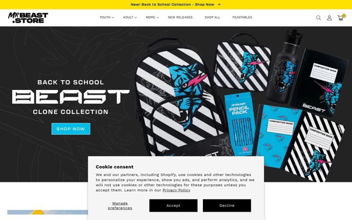 Screenshot of mrbeast.store