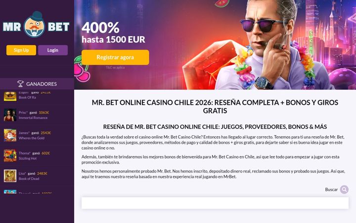 Screenshot di mrbetchile.com