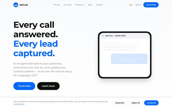 Screenshot of mrcall.ai