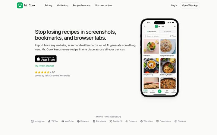 Screenshot of mrcook.app