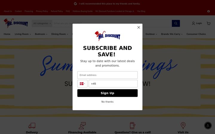 Screenshot of mrdiscountfurniture.com