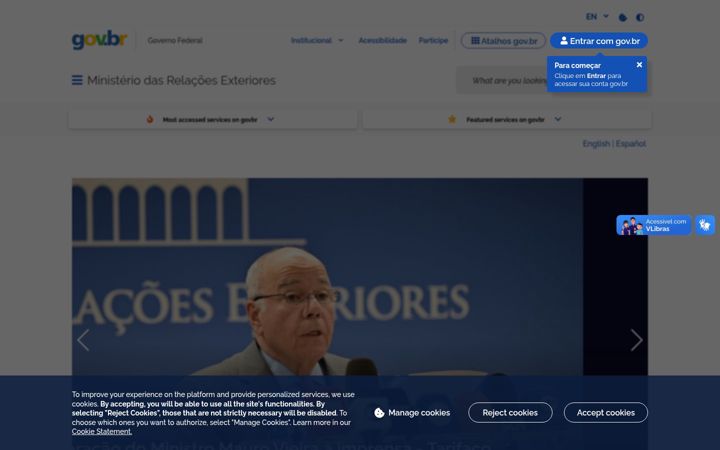 Posnetek zaslona mre.gov.br