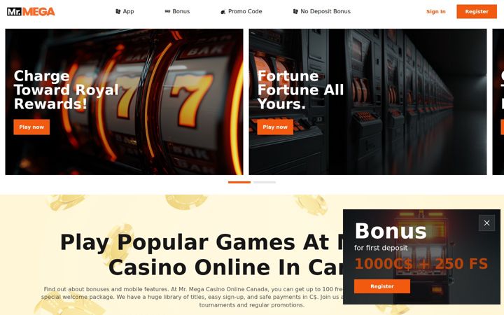 Screenshot of mrmegacasino.org