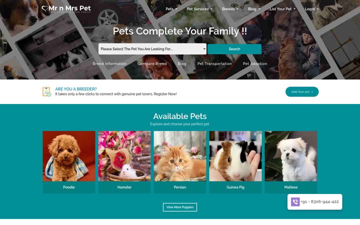 Screenshot of mrnmrspet.com