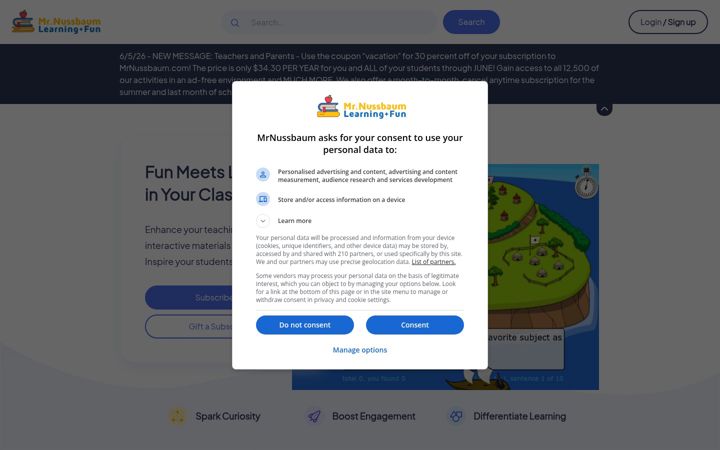 Screenshot of mrnussbaum.com