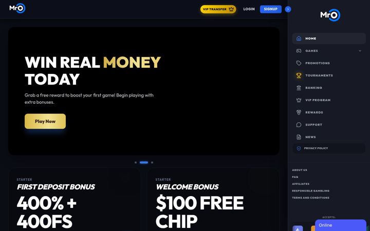 Screenshot of mrocasino.com
