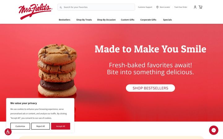 Screenshot of mrsfields.com