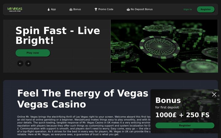 Screenshot of mrvegascasino.net